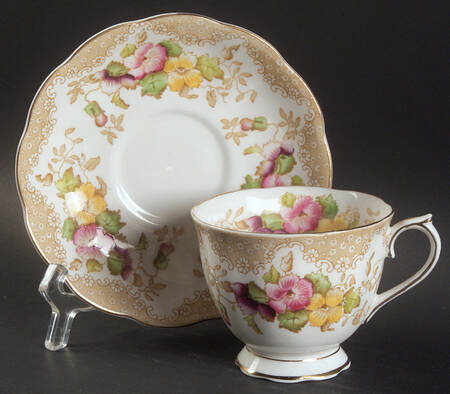 Lovelace Brown Footed Cup & Saucer Set