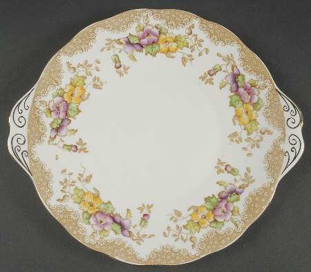 Lovelace Brown Handled Cake Plate