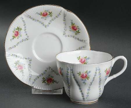 Minuet (Pink & Blue) Flat Cup & Saucer Set