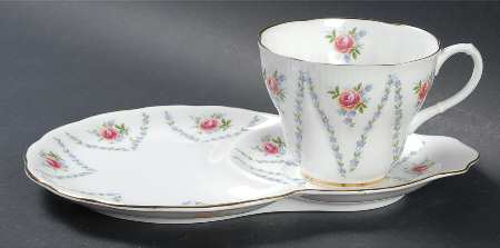 Minuet (Pink & Blue) Dessert Plate & Cup Set