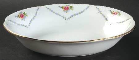 Minuet (Pink & Blue) 9" Oval Vegetable Bowl