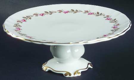 Minuet (Pink & Gold) 9" Diameter Pedestal Cake Stand