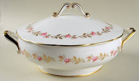 Minuet (Pink & Gold) Round Covered Vegetable