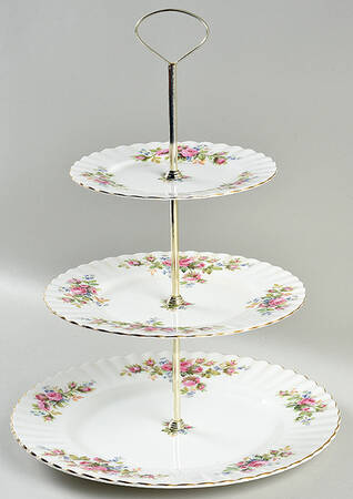 Moss Rose (Montrose Shape) 3-Tiered Serving Tray (DP, SP, BB)