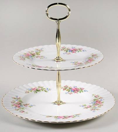 Moss Rose (Montrose Shape) 2 Tiered Serving Tray (Dinner & Salad Plate)