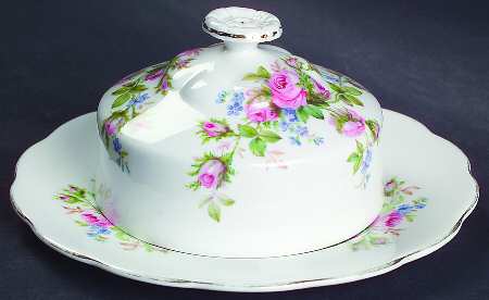 Moss Rose (Hampton, Older) Round Covered Butter (Uses Bread & Butter Plate)