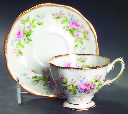 Moss Rose (Hampton, Older) Footed Demitasse Cup & Saucer Set