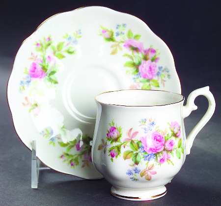 Moss Rose (Hampton, New) Footed Demitasse Cup & Saucer Set