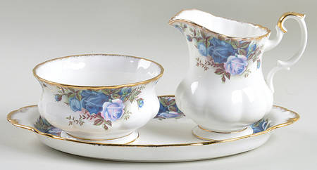 Moonlight Rose Creamer & Open Sugar with Tray