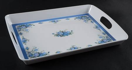 Moonlight Rose 18" Rectangular Handled Serving Melamine Tray