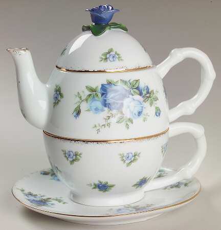 Moonlight Rose Individual Teapot & Lid with Cup & Saucer