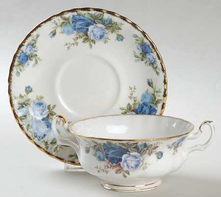 Moonlight Rose Footed Cream Soup Bowl & Saucer Set