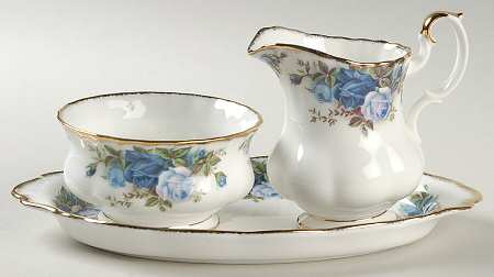 Moonlight Rose Creamer & Open Sugar with Tray