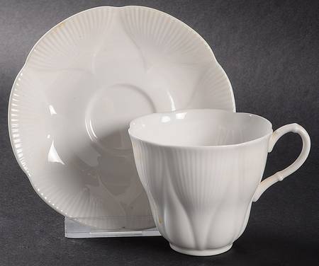 Morning Star (All White) Flat Demitasse Cup & Saucer Set