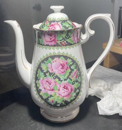 Needle Point Coffee Pot & Lid