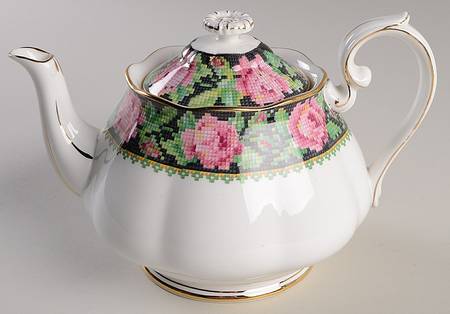 Needle Point Teapot & Lid