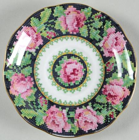 Needle Point Saucer for Demitasse Cup