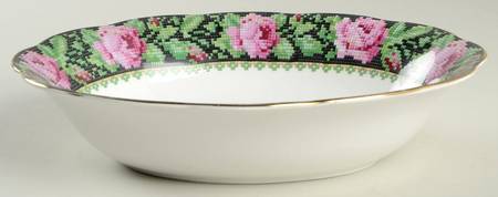 Needle Point 9" Oval Vegetable Bowl