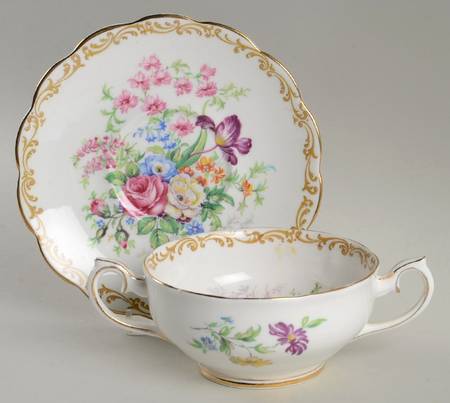 Nosegay Footed Cream Soup Bowl & Saucer Set