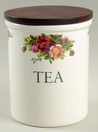 Old Country Roses Tea Canister & Wood Lid