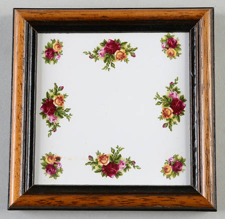 Old Country Roses Ceramic Center Wood Frame Coaster