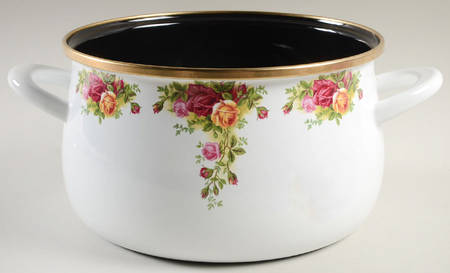 Old Country Roses 3.75 Quart Metal Covered Casserole, No Lid