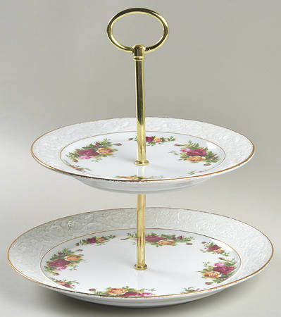 Old Country Roses 2 Tiered Serving Tray by Royal Albert