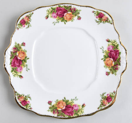 Old Country Roses Square Handled Cake Plate
