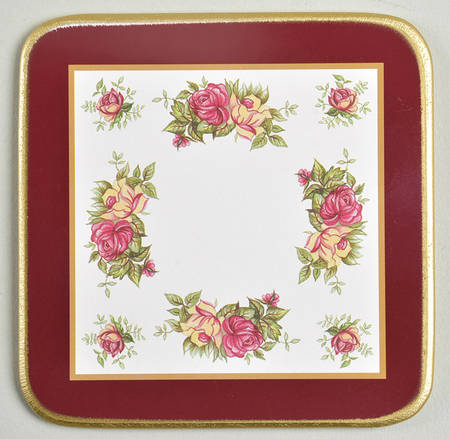 Old Country Roses Square Corkback Coaster