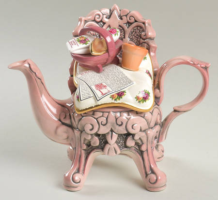 Old Country Roses Figural Teapot & Lid