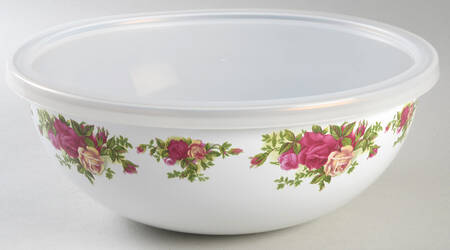 Old Country Roses 10" Metal Bowl with Plastic Lid
