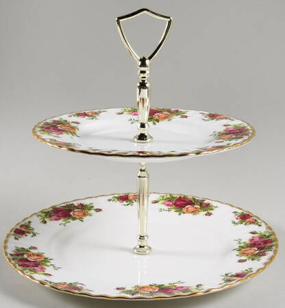 Old Country Roses 2 Tiered Serving Tray (Dinner & Salad Plate)