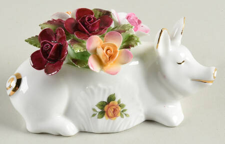 Old Country Roses Pig Figurine
