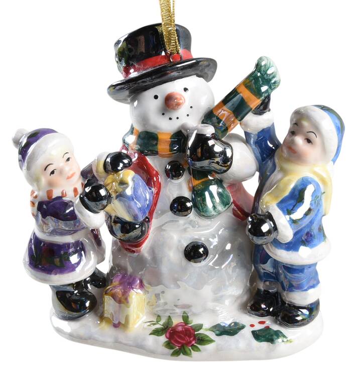 Old Country Roses Snowmen Musical Ornament by Royal Albert