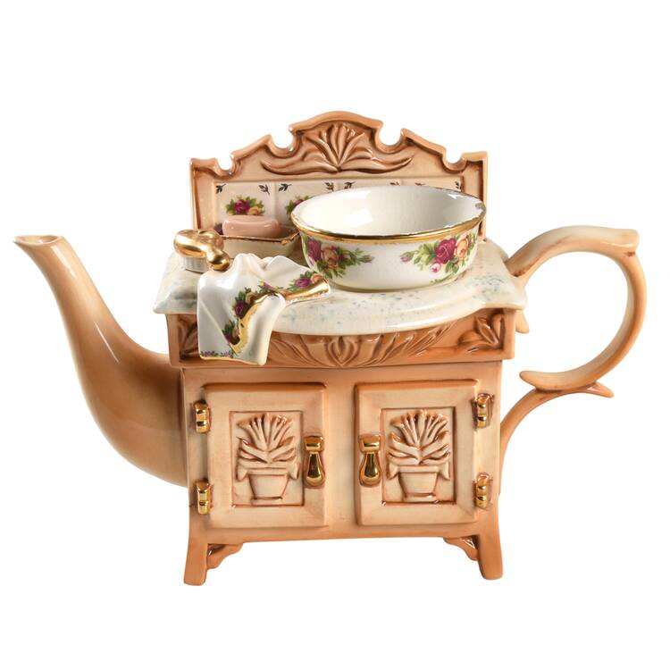 Old Country Roses Figural Teapot & Lid