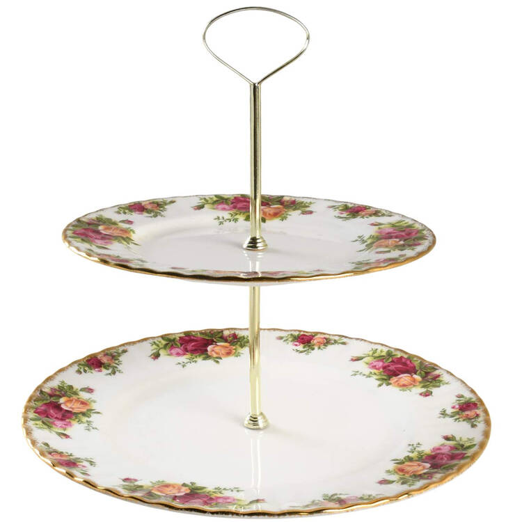 Old Country Roses 2 Tiered Serving Tray (Dinner & Salad Plate)