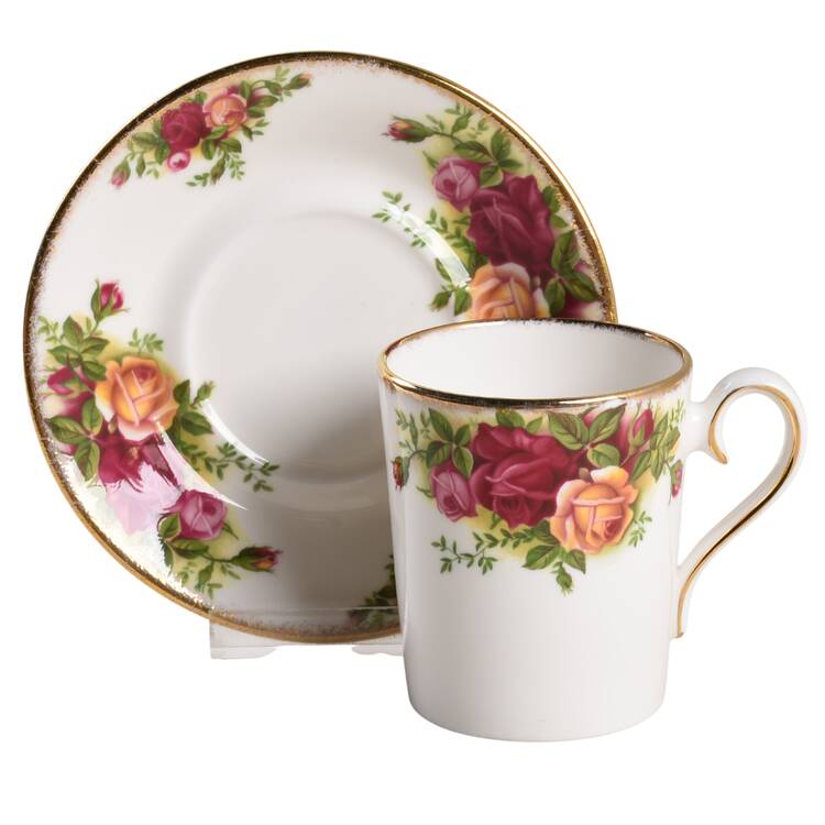 Old Country Roses Flat Demitasse Cup & Saucer Set by Royal Albert