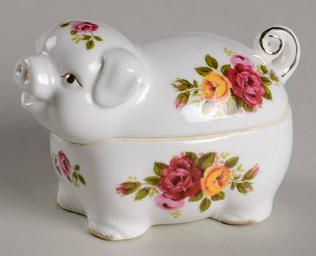 Old Country Roses Pig Box & Lid