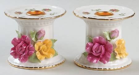 Old Country Roses 3" Pillar Candleholder - Set of 2