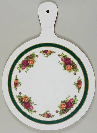 Old Country Roses Wood Round Handed Cutting Board