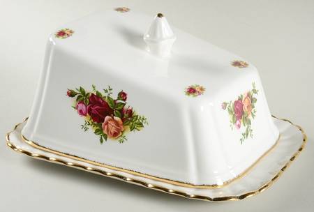 Old Country Roses Cheese Dish with Lid (Wedge)
