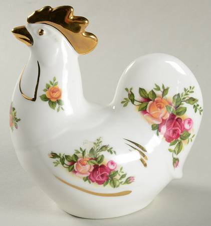 Old Country Roses Rooster Figurine