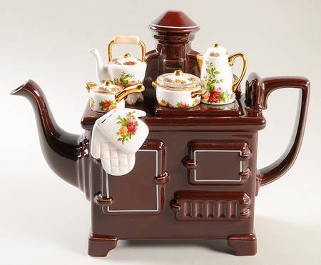 Old Country Roses Figural Teapot & Lid