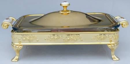 Old Country Roses Metal Rect Baker W/Lid&Liner