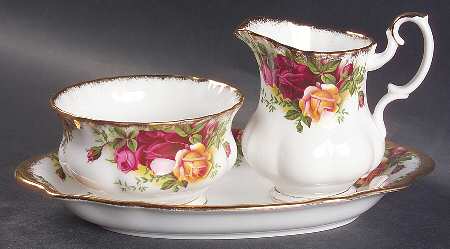 Old Country Roses Mini Creamer&Open Sugar w/Tray (CRM+SUOM1+CSTMT1)