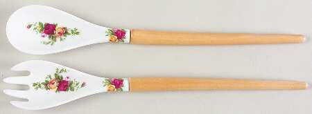 Old Country Roses 2-Piece Wood/Ceramic Salad Set by Royal Albert