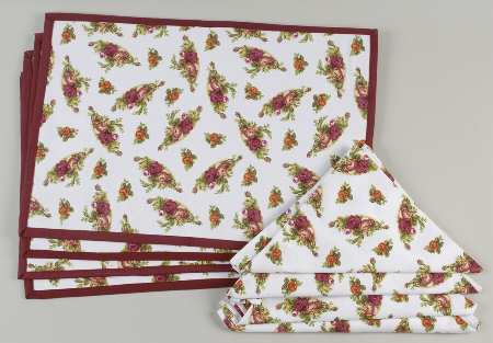 Old Country Roses (4 Each) Placemat and Napkin Sets