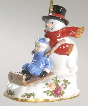 Old Country Roses Snowmen Musical Ornament