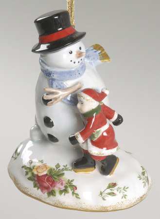 Old Country Roses Snowmen Musical Ornament