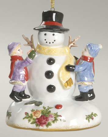 Old Country Roses Snowmen Musical Ornament